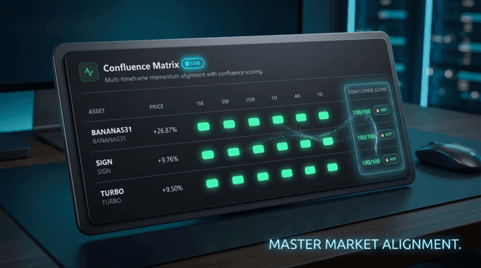 Confluence Matrix dashboard – multi-timeframe momentum heatmap